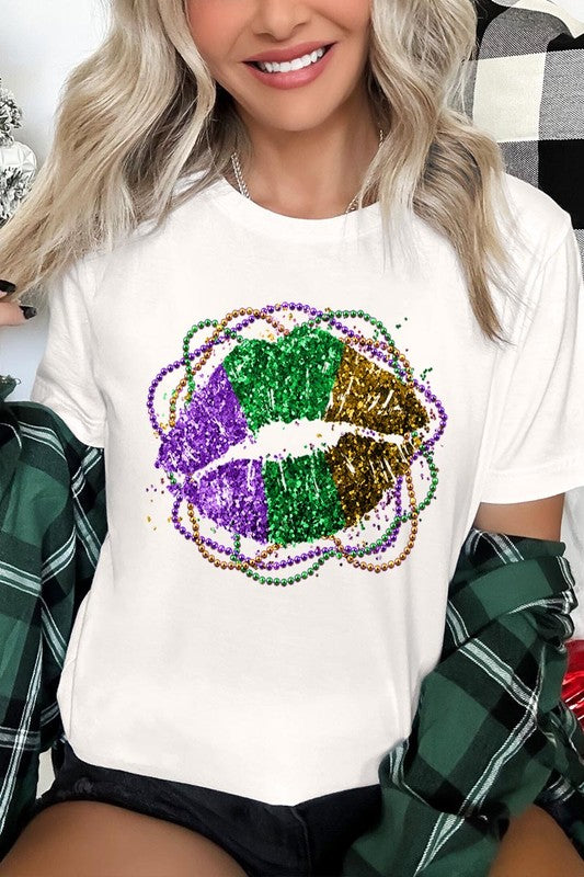 FAUX GLITTER LIP UNISEX SHORT SLEEVE