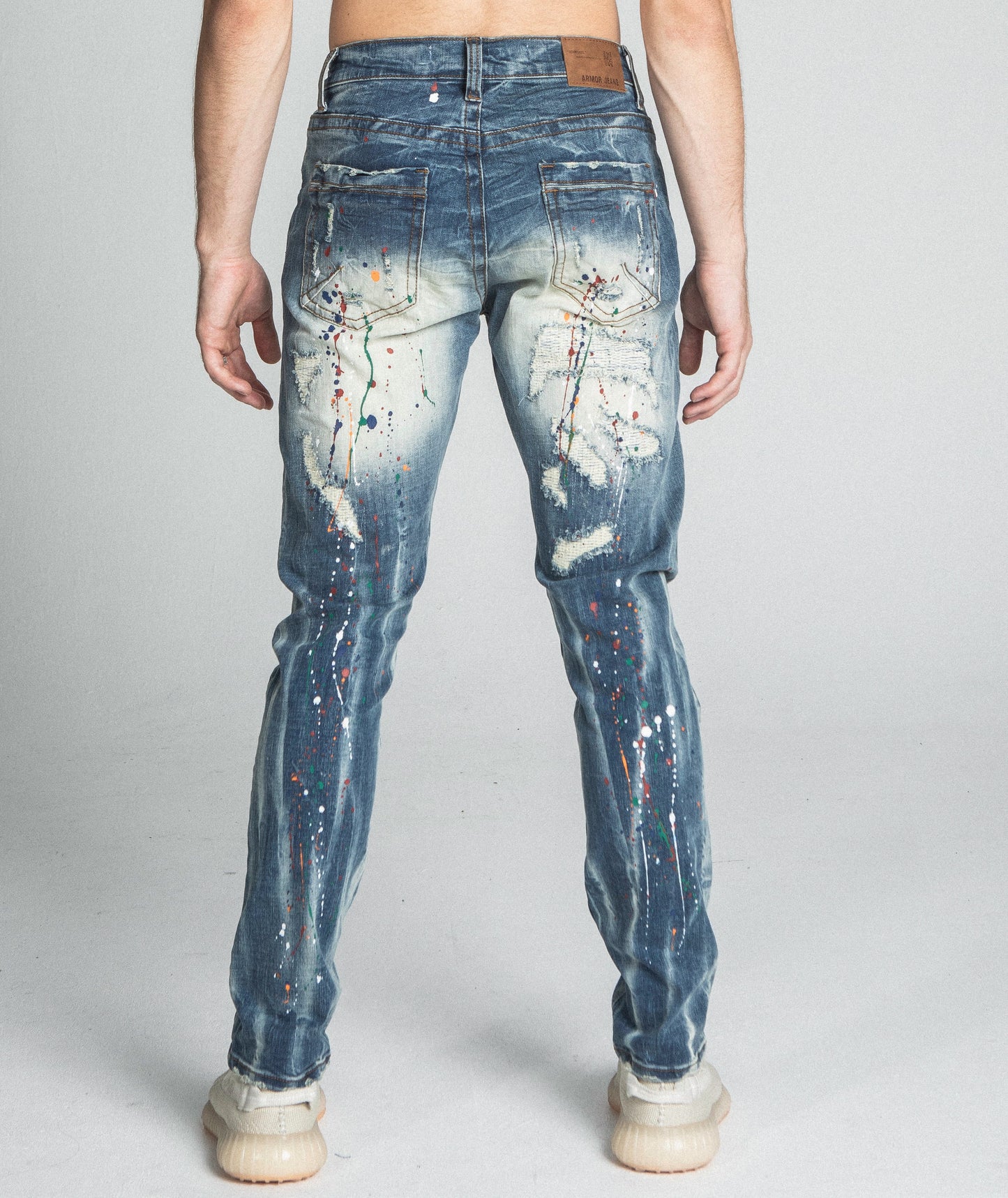 AJ738SL-1 SPLASH PAINT VINTAGE SLIM JEANS