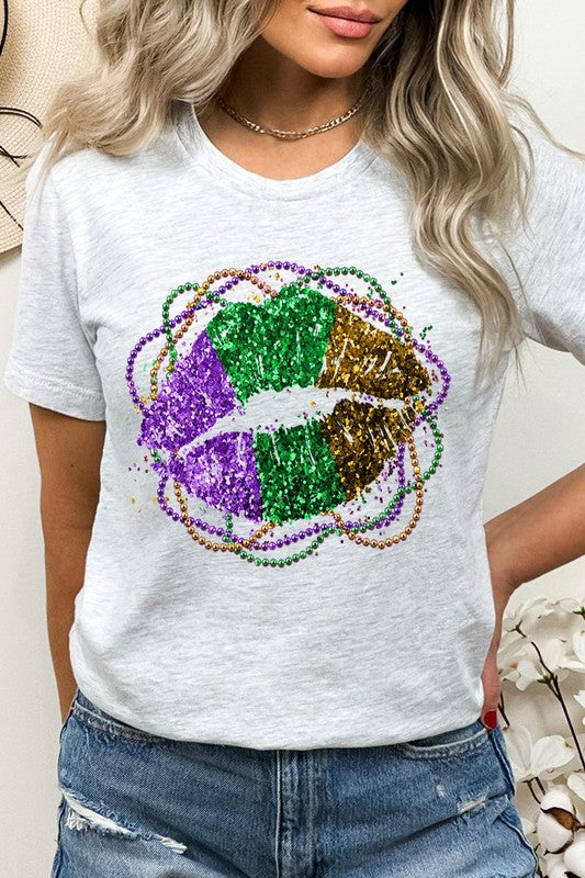 FAUX GLITTER LIP UNISEX SHORT SLEEVE