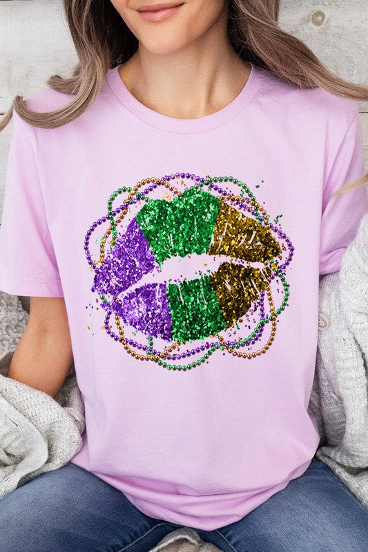 FAUX GLITTER LIP UNISEX SHORT SLEEVE