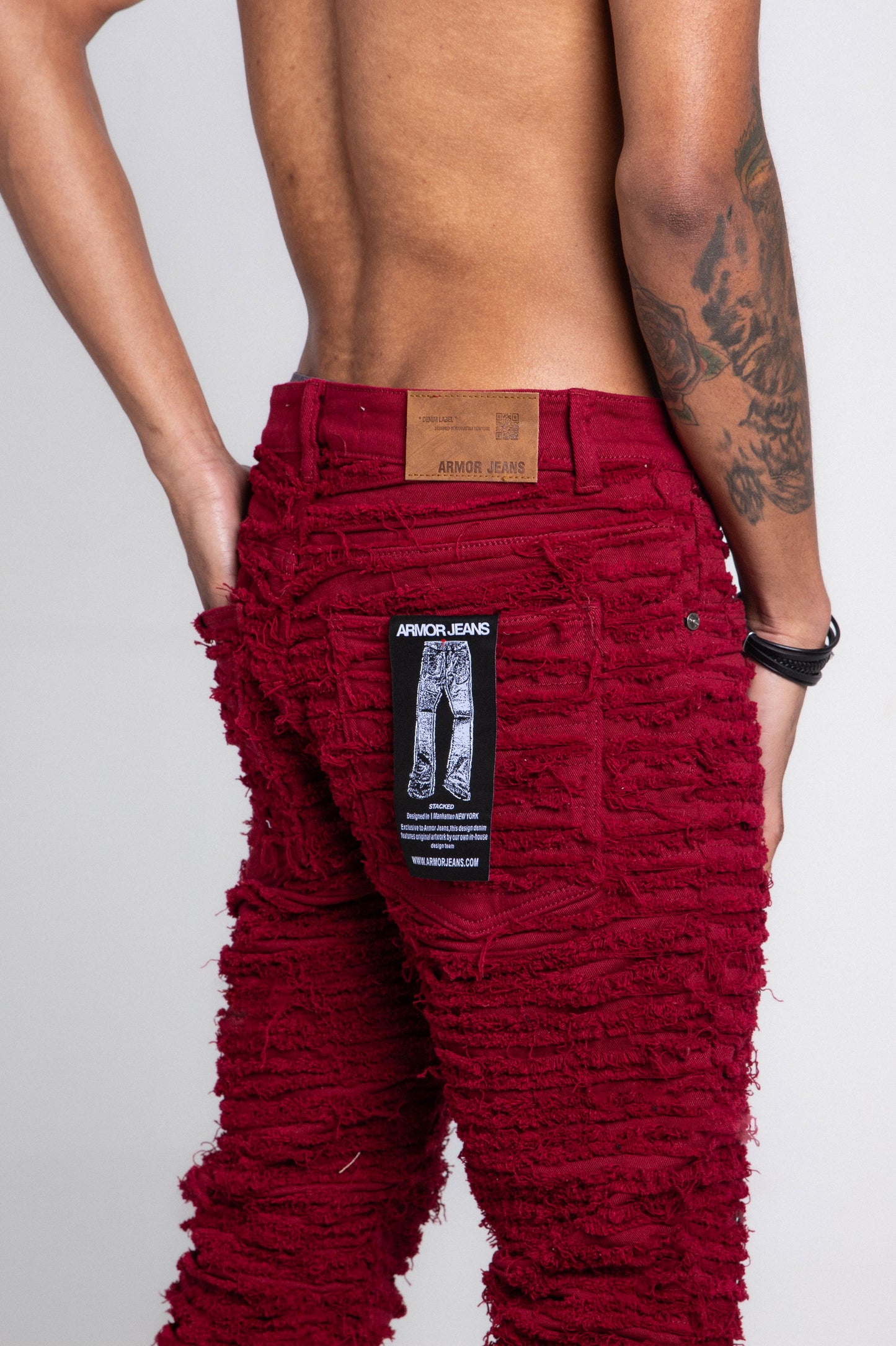 AJS693 EXTREME FRAYED STACKED JEANS