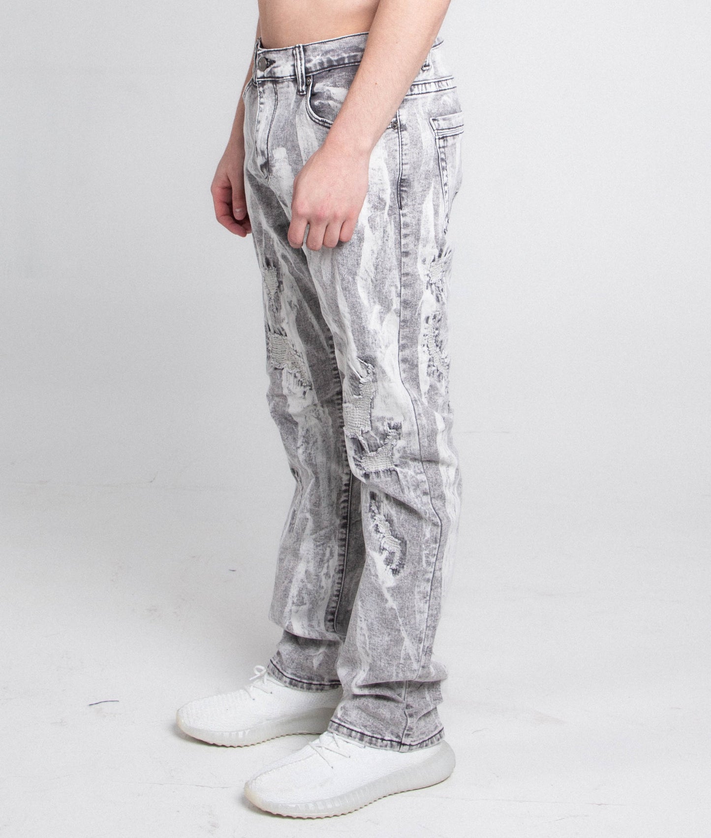 AJ738SL-3 GREY/WHITE VINTAGE SLIM JEANS