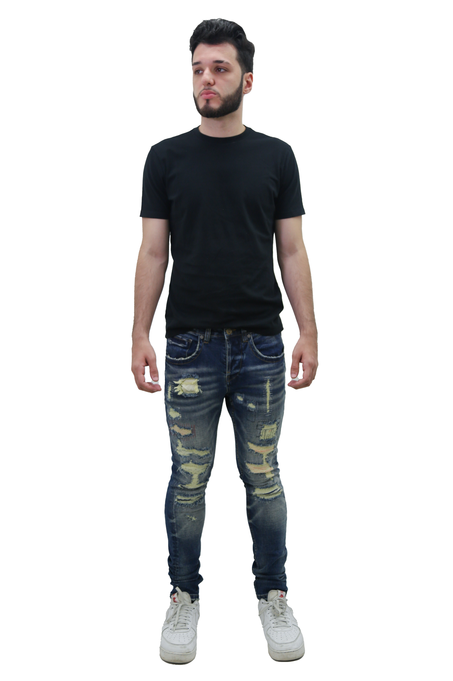 RIPPED MID-RISE SKINNY JEANS