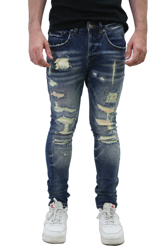 RIPPED MID-RISE SKINNY JEANS
