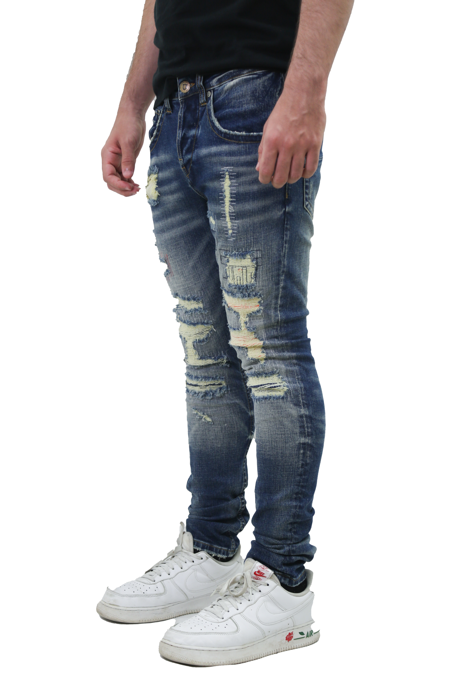 RIPPED MID-RISE SKINNY JEANS