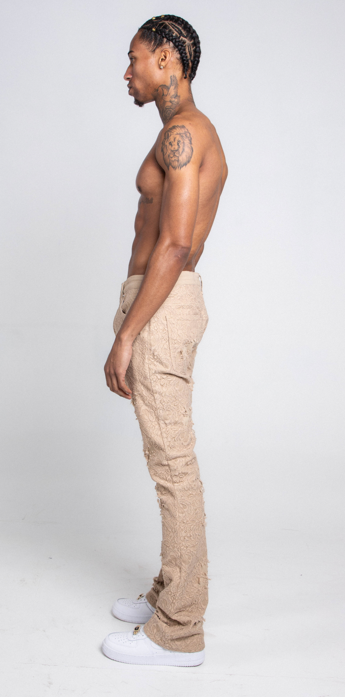 AJS692 LACE LAYERS STACKED JEANS