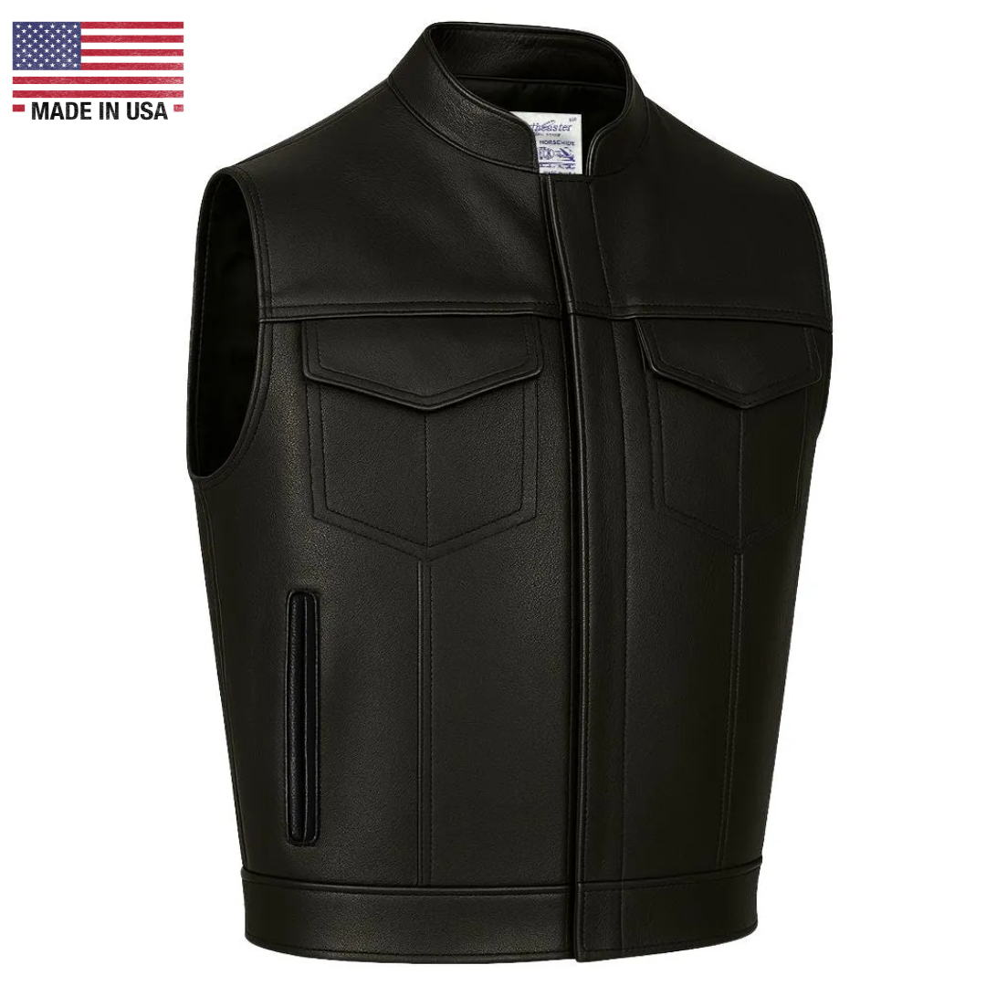 BECK® Men's 566 Black Leather Horsehide Motorcycle Vest