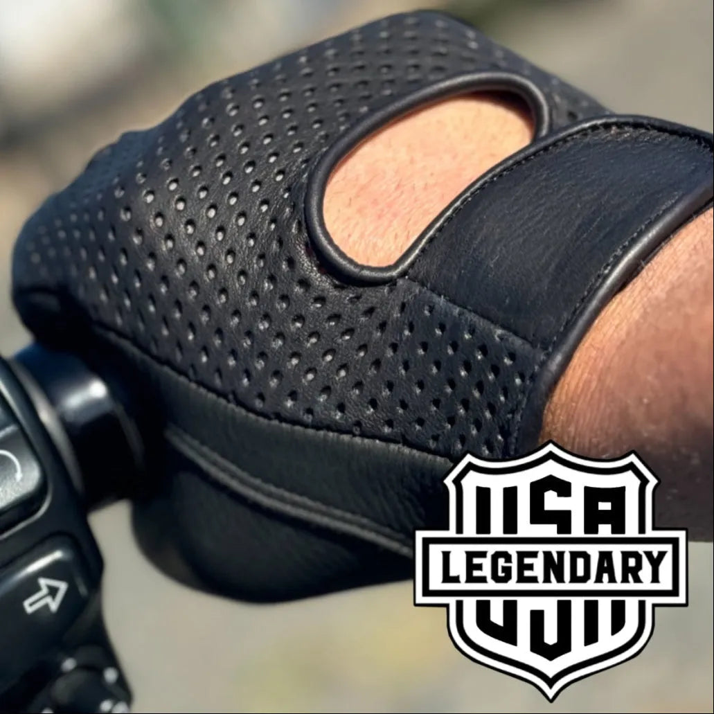 Legendary Deerskin Fingerless Motorcycle Gloves