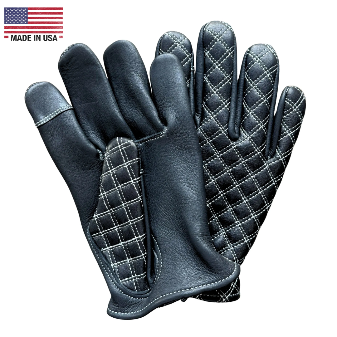 Legendary Double-Diamond Stitched Deerskin Short Wrist Touchscreen Gloves