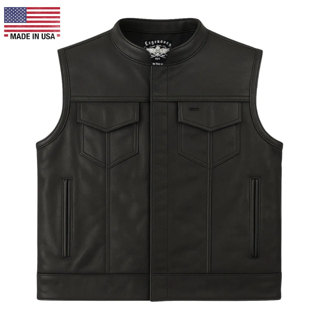 Legendary Outlaw Men's Leather Motorcycle Vest